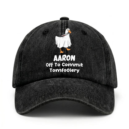Off To Commit Tomfoolery Funny Goose Washed Cap AARON 13K1 C131PF