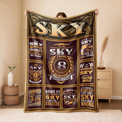 SKY Personalized Blanket | Custom Name Cozy Throw Gift 13K1-BK4