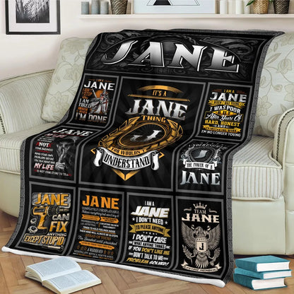 JANE Personalized Blanket | Custom Name Cozy Throw Gift 13K1-BK2