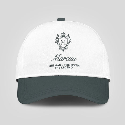 The Man The Myth The Legend Elegant Gray And White Cap MARCUS 13K1 C170PF