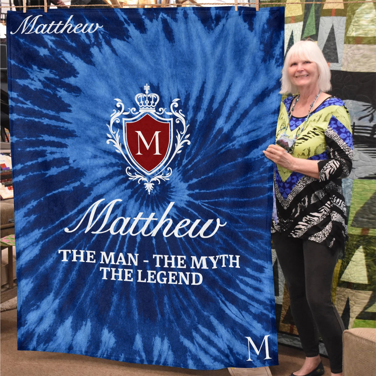 The Man The Myth The Legend Blue Waves Fleece Blanket MATTHEW 13K1 BK11