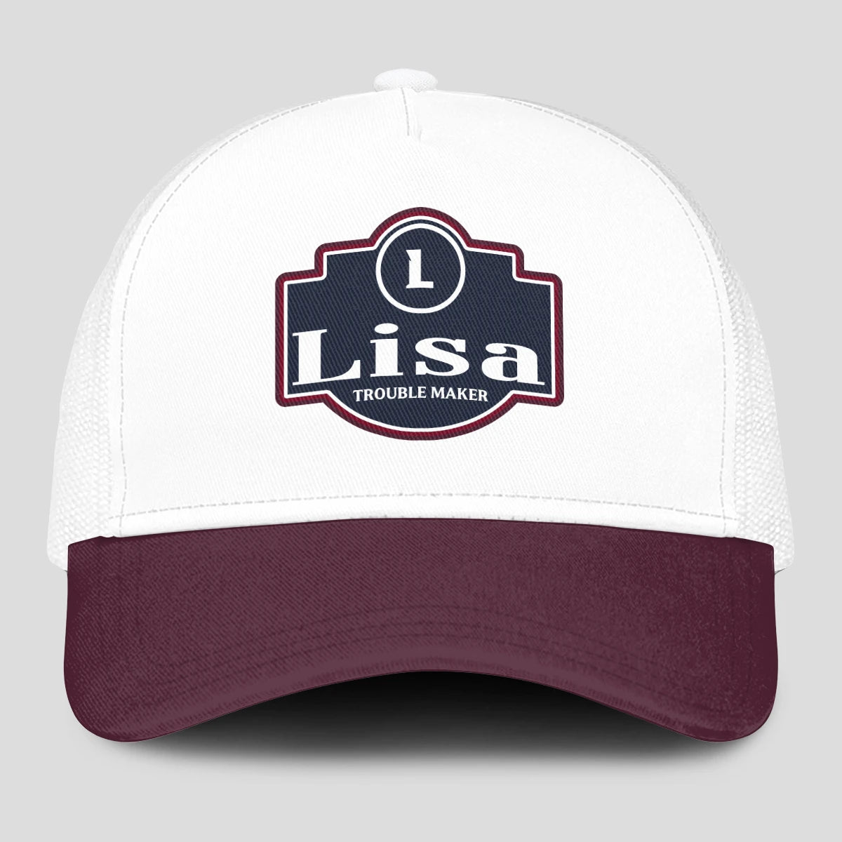 Trouble Maker Burgundy And White Funny Mesh Cap LISA 13K1 C201PF