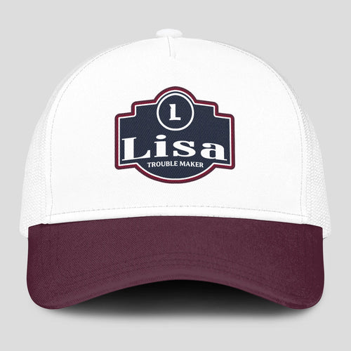 Trouble Maker Burgundy And White Funny Mesh Cap LISA 13K1 C201PF