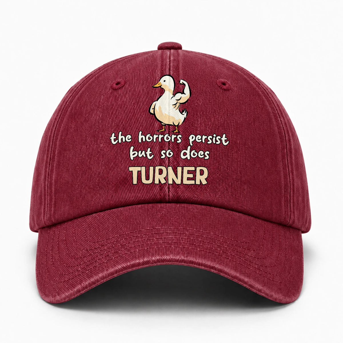The Horrors Persist But So Does Your Name Funny Goose Burgundy Washed Cap TURNER 13K1 C126PF