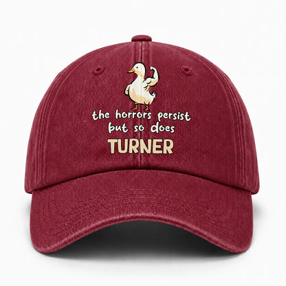 The Horrors Persist But So Does Your Name Funny Goose Burgundy Washed Cap TURNER 13K1 C126PF
