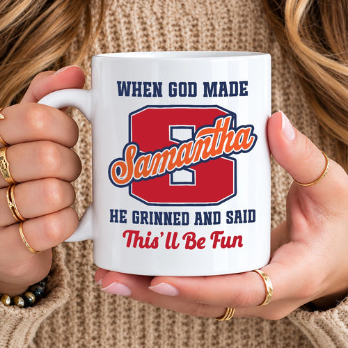 When God Made Your Name Personalized Baseball Mug SAMANTHA 13K1 MG07