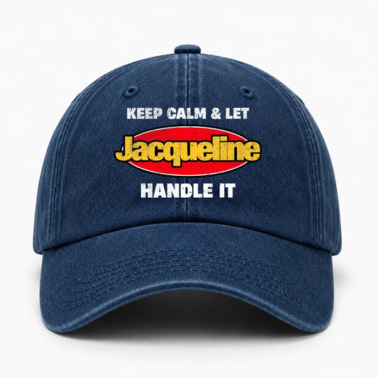 Keep Calm & Let Your Name Handle It Yellow And Red Logo Washed Cap JACQUELINE 13K1 C172PF