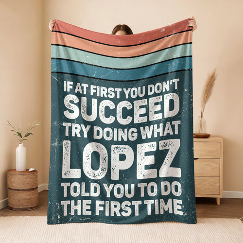 If At First You Don’t Succeed Retro Green Fleece Blanket LOPEZ 13K1 BK29