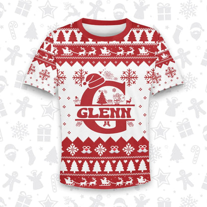 GLENN Personalized Christmas T-Shirt Pajama Set - Holiday Gift Outfit 13K1-CR2