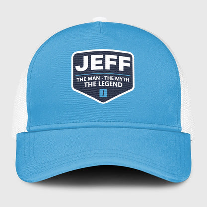The Man The Myth The Legend Light Blue Mesh Cap JEFF 13K1 C190PF