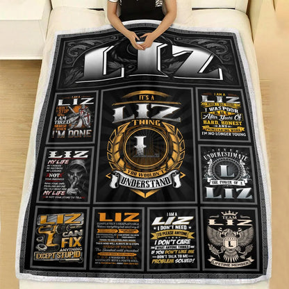 LIZ Personalized Blanket | Custom Name Cozy Throw Gift 13K1-BK2