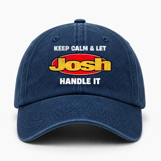 Keep Calm & Let Your Name Handle It Yellow And Red Logo Washed Cap JOSH 13K1 C172PF