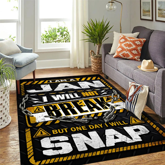 JAN Motivational Rug – Black & Yellow Quote Carpet for Living Room 13K1-AR1