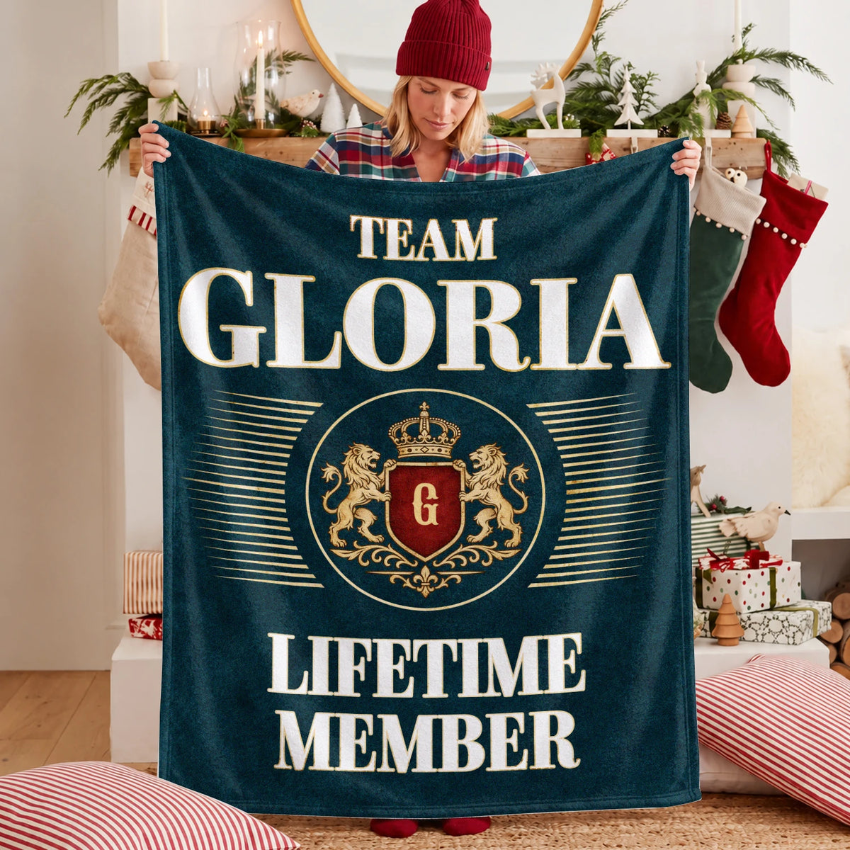 Team Your Name Lifetime Member Sage Green Fleece Blanket GLORIA 13K1 BK42