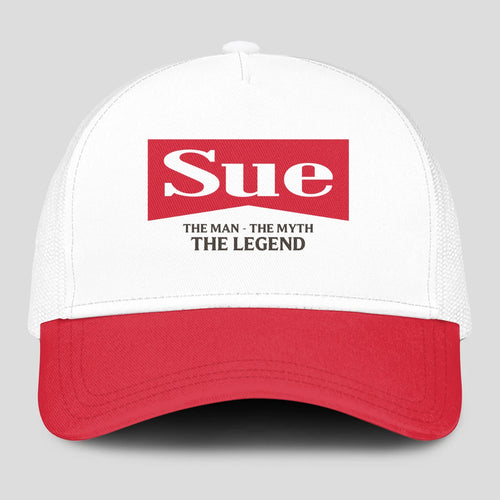 The Man The Myth The Legend Red And White Mesh Cap SUE 13K1 C197PF