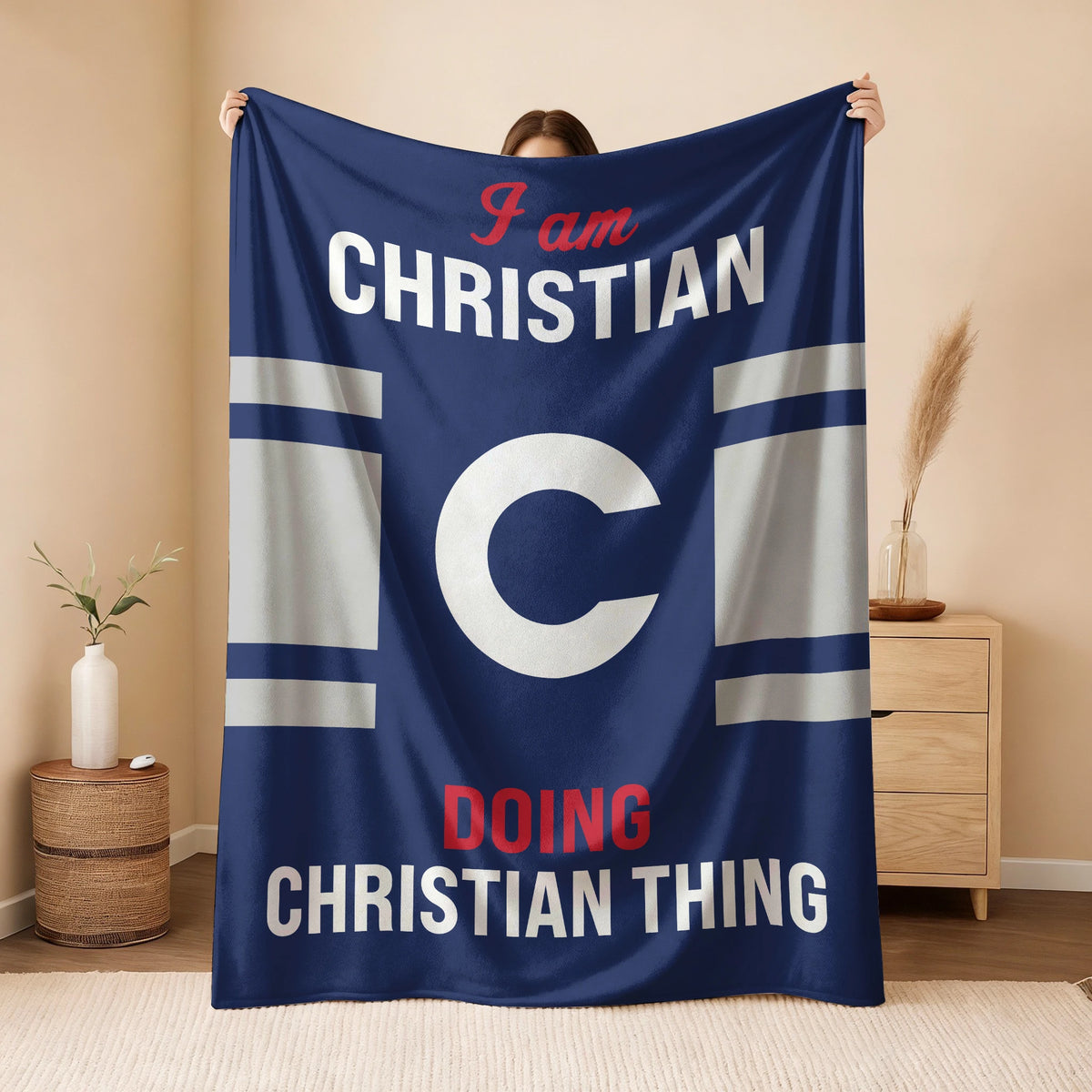 I'm Name Doing Name Things Navy Fleece Blanket CHRISTIAN 13K1 BK51