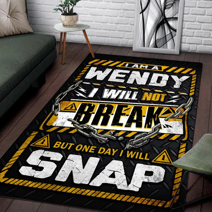 WENDY Motivational Rug – Black & Yellow Quote Carpet for Living Room 13K1-AR1
