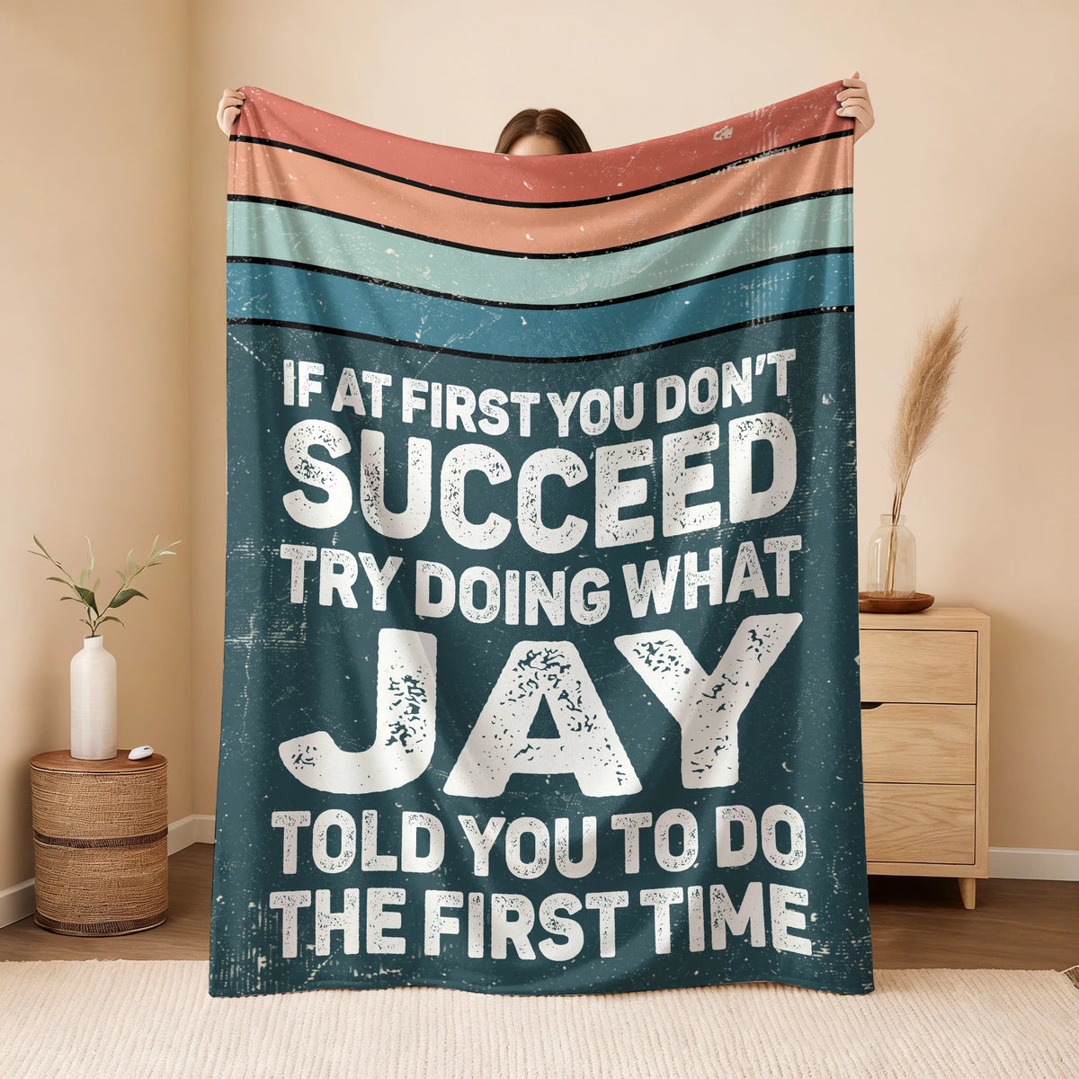 If At First You Don’t Succeed Retro Green Fleece Blanket JAY 13K1 BK29