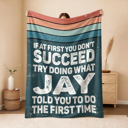 If At First You Don’t Succeed Retro Green Fleece Blanket JAY 13K1 BK29