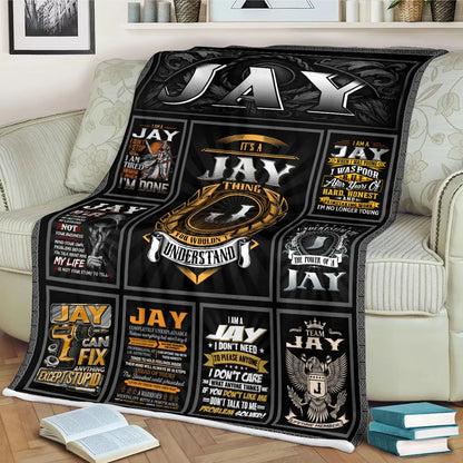 JAY Personalized Blanket | Custom Name Cozy Throw Gift 13K1-BK2