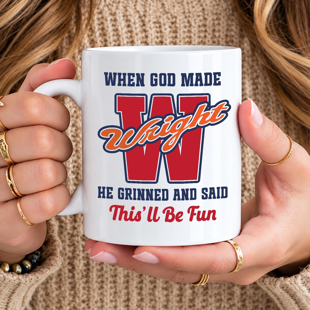 When God Made Your Name Personalized Baseball Mug WRIGHT 13K1 MG07