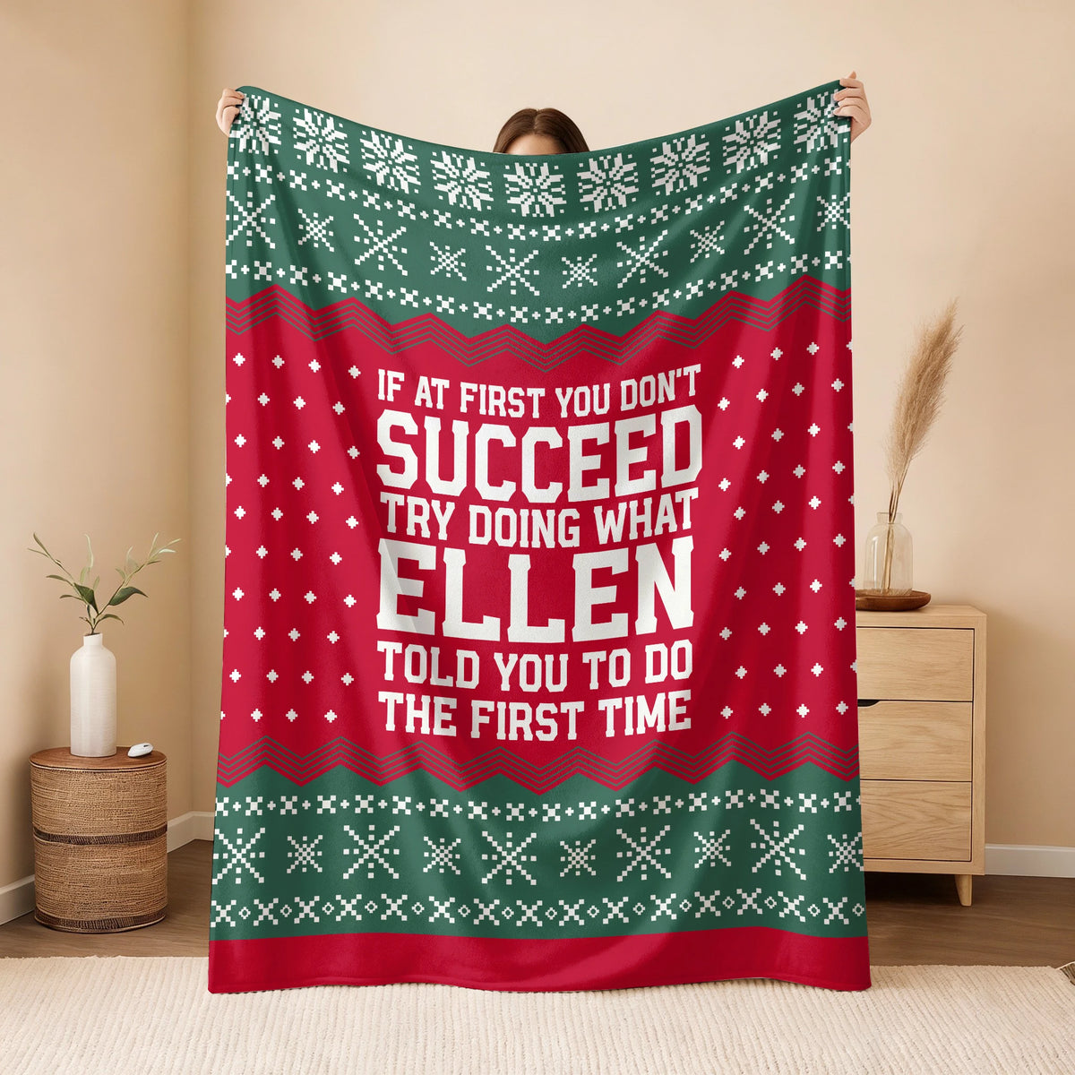 If At First You Don’t Succeed Red Green Christmas Fleece Blanket ELLEN 13K1 BK28