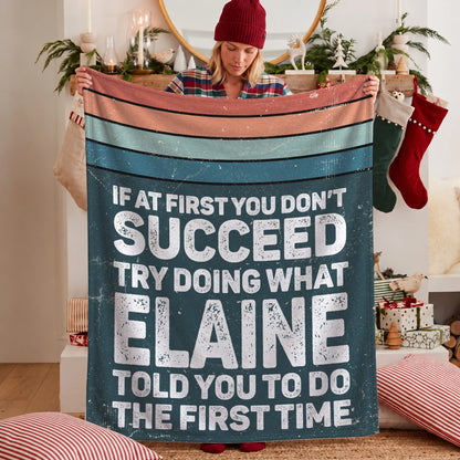 If At First You Don’t Succeed Retro Green Fleece Blanket ELAINE 13K1 BK29