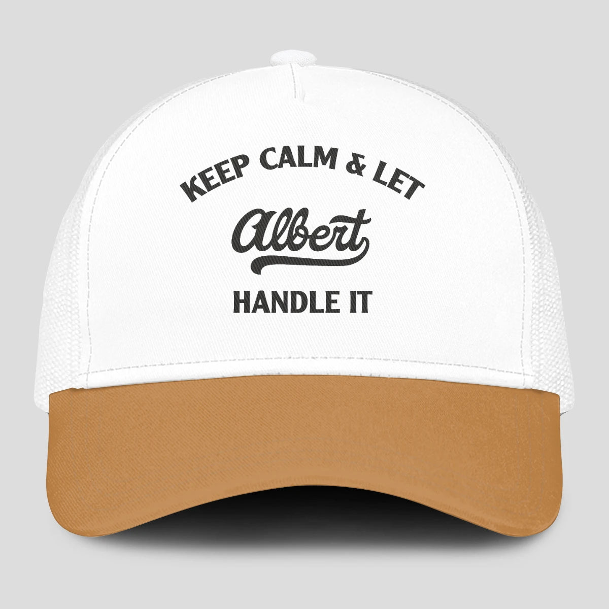 Keep Calm & Let Your Name Handle It Yellow And White Mesh Cap ALBERT 13K1 C205PF