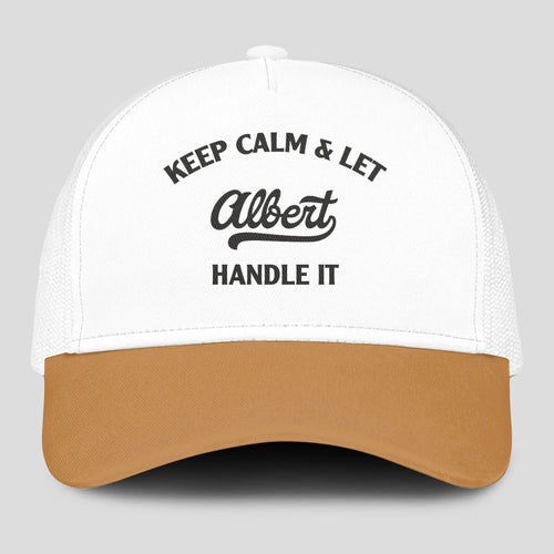 Keep Calm & Let Your Name Handle It Yellow And White Mesh Cap ALBERT 13K1 C205PF