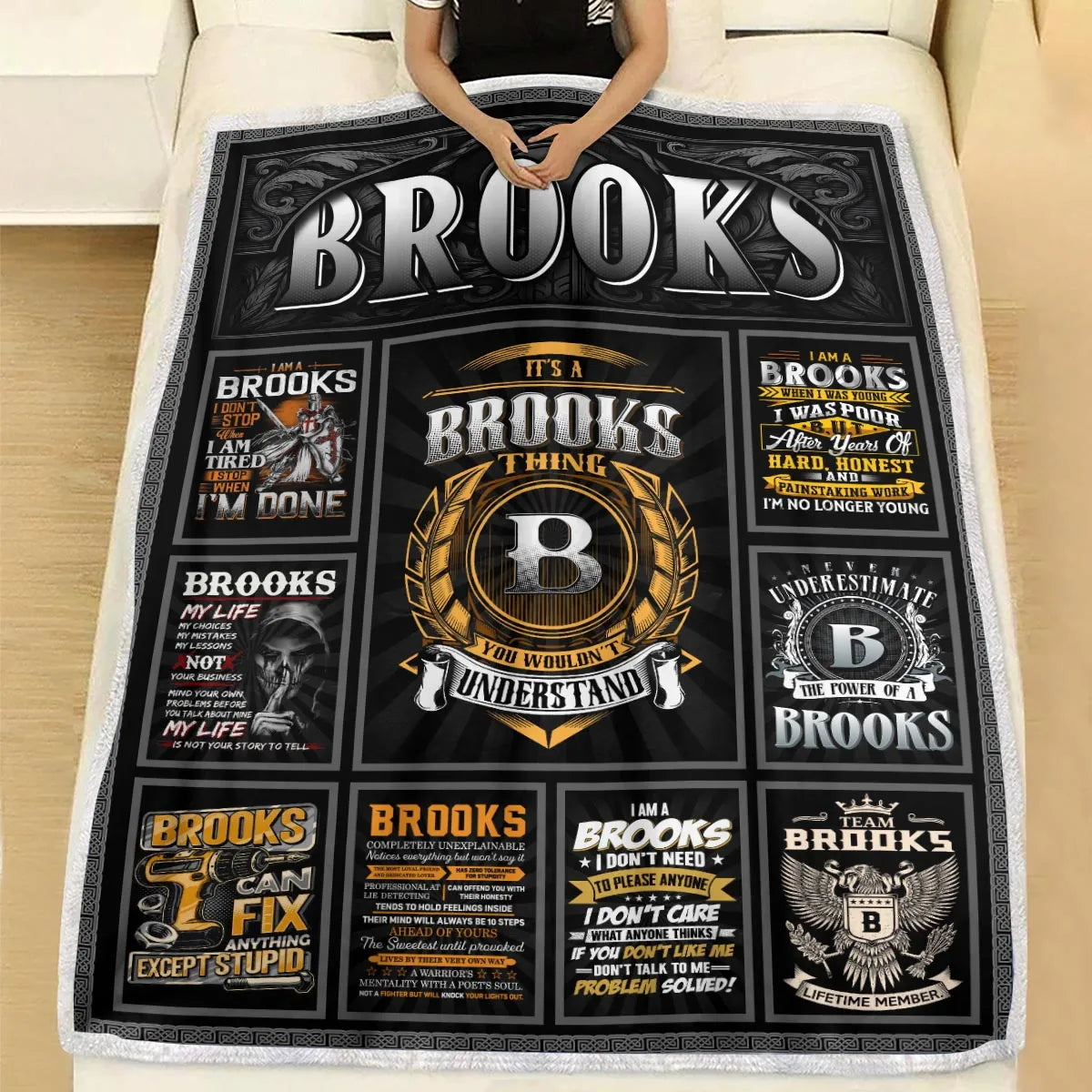 BROOKS Personalized Blanket | Custom Name Cozy Throw Gift 13K1-BK2