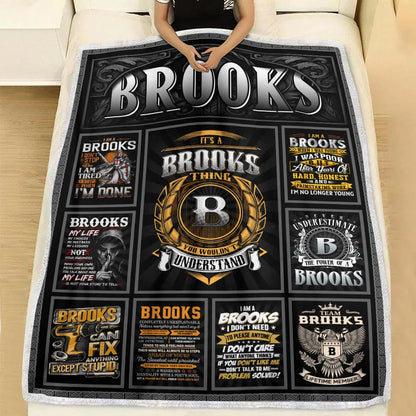 BROOKS Personalized Blanket | Custom Name Cozy Throw Gift 13K1-BK2