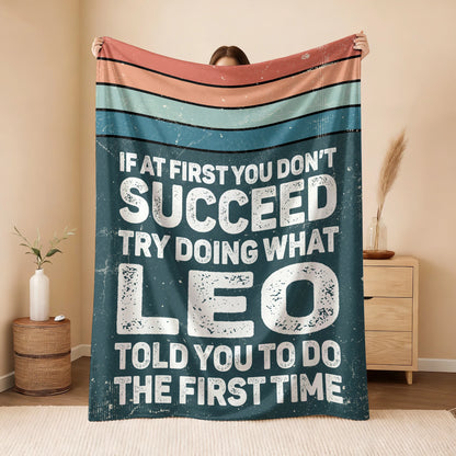 If At First You Don’t Succeed Retro Green Fleece Blanket LEO 13K1 BK29