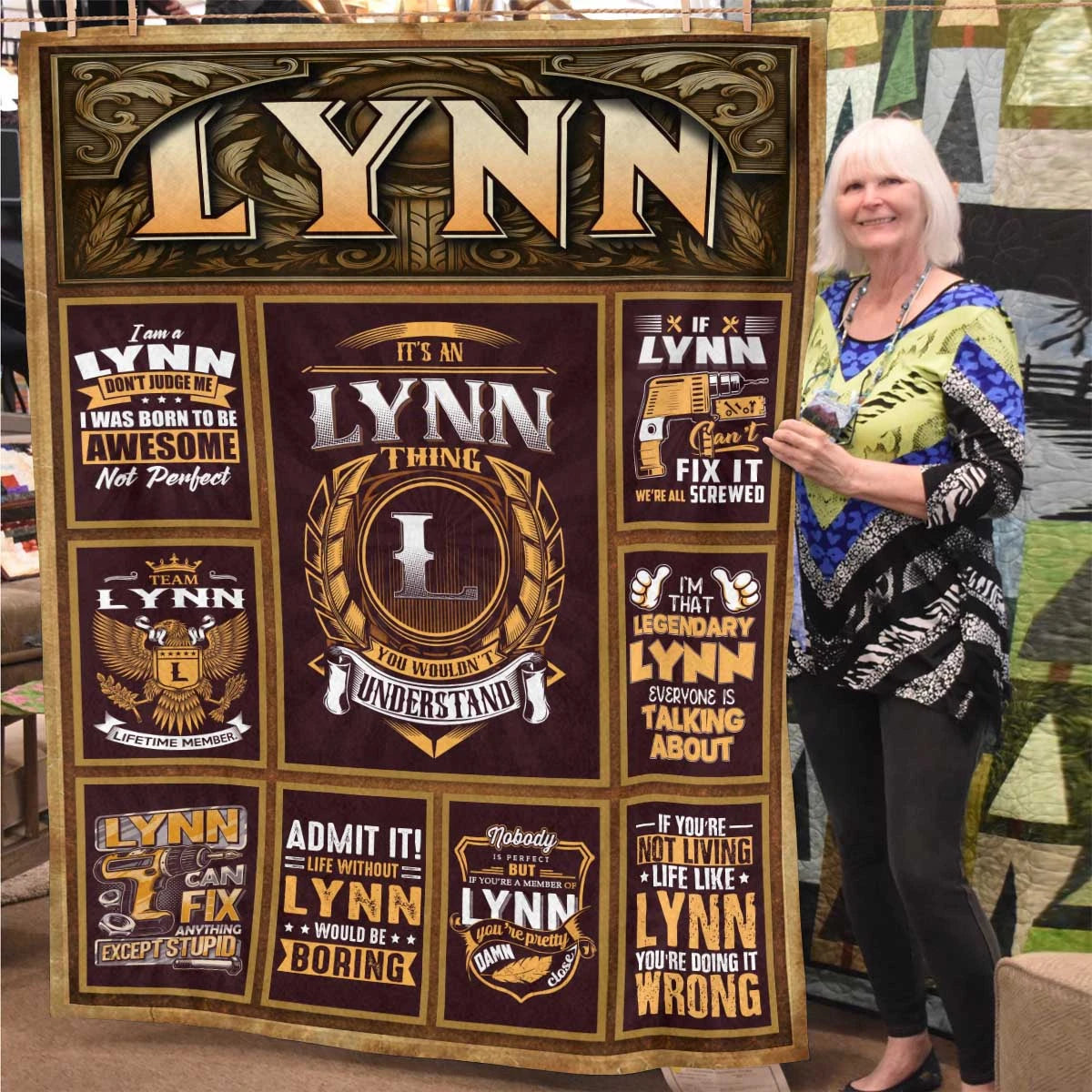LYNN Personalized Blanket | Custom Name Cozy Throw Gift 13K1-BK4