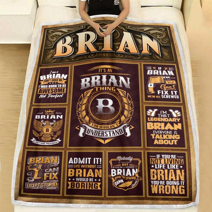 BRIAN Personalized Blanket | Custom Name Cozy Throw Gift 13K1-BK4
