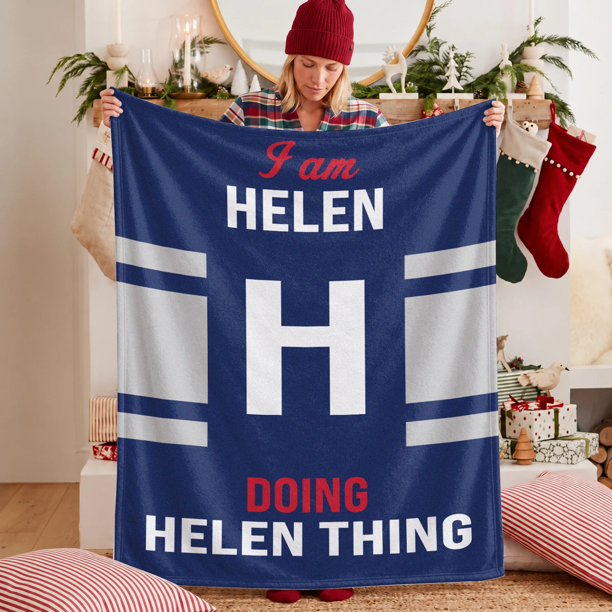 I'm Name Doing Name Things Navy Fleece Blanket HELEN 13K1 BK51