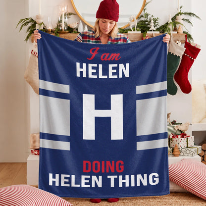 I'm Name Doing Name Things Navy Fleece Blanket HELEN 13K1 BK51