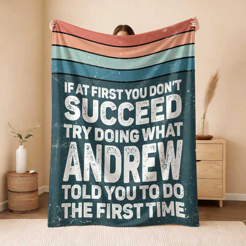If At First You Don’t Succeed Retro Green Fleece Blanket ANDREW 13K1 BK29