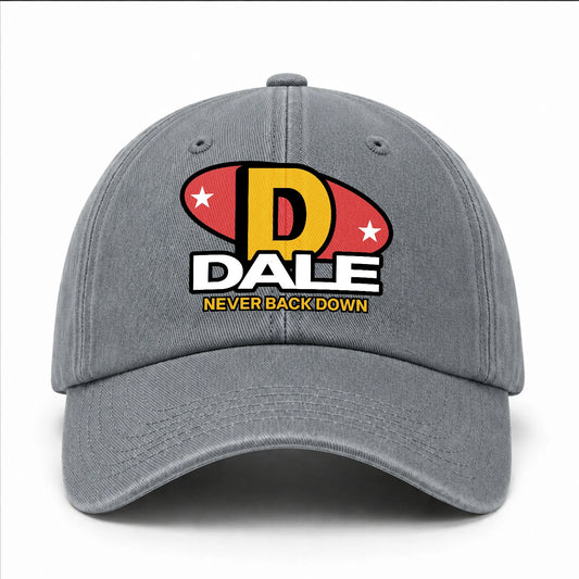 Never Back Down With Your Name And Initial Letter Washed Cap DALE 13K1 C82PF