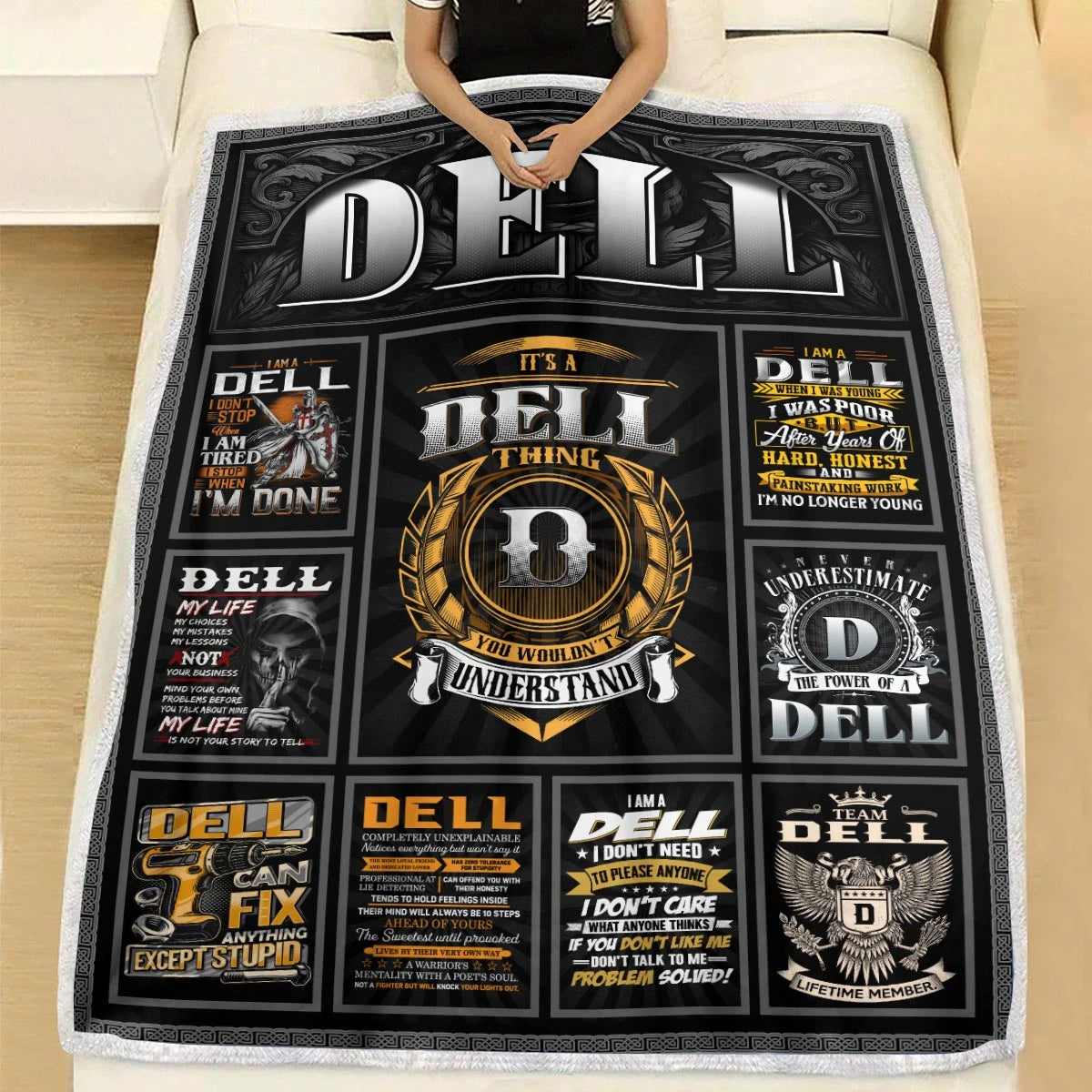 DELL Personalized Blanket | Custom Name Cozy Throw Gift 13K5-BK2