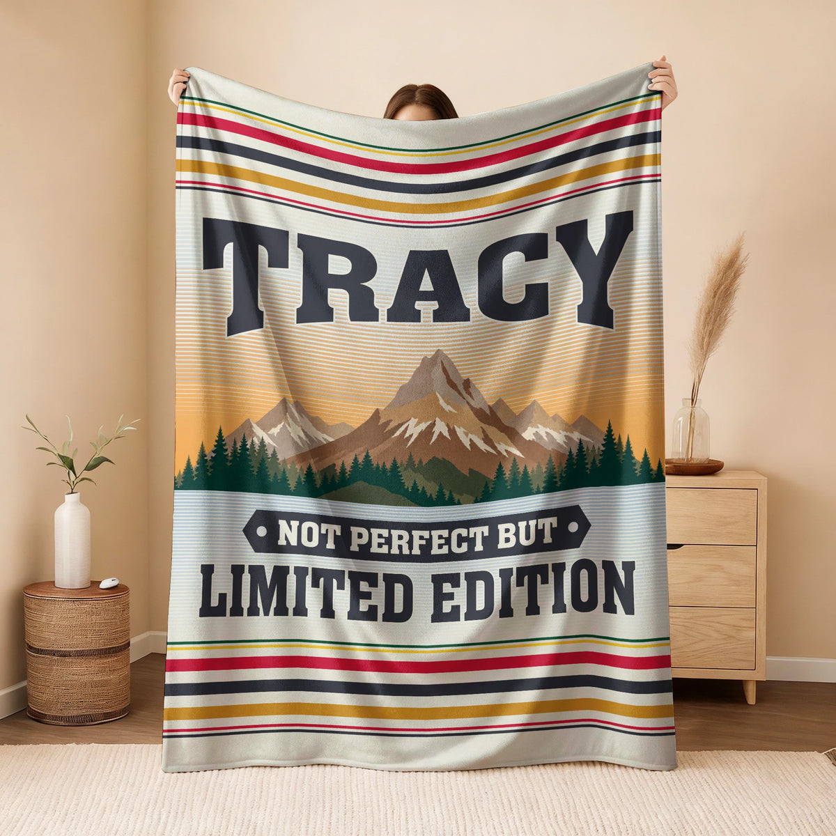 Not Perfect But Limited Edition Vintage Mountain Fleece Blanket TRACY 13K1 BK45