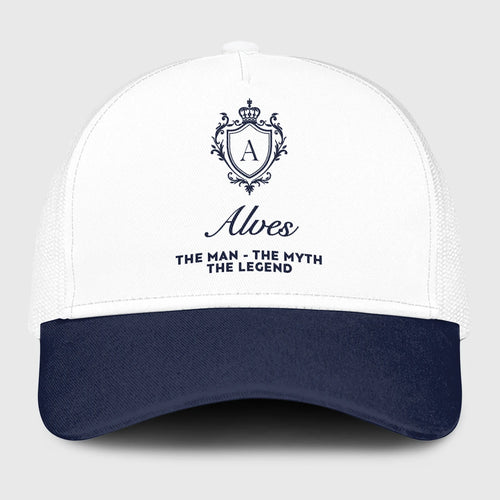 The Man The Myth The Legend Blue And White Baseball Mesh Cap ALVES 13K1 C186PF