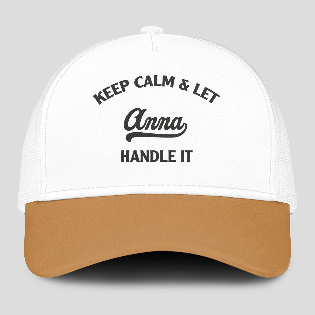 Keep Calm & Let Your Name Handle It Yellow And White Mesh Cap ANNA 13K1 C205PF