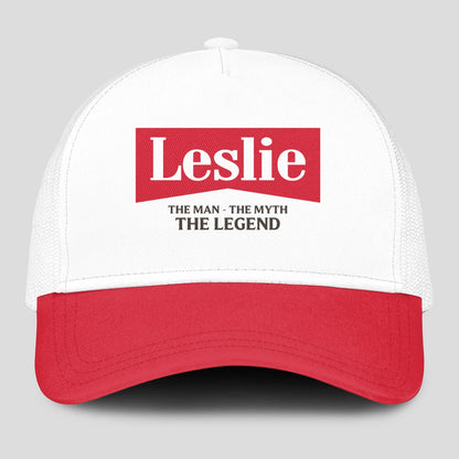 The Man The Myth The Legend Red And White Mesh Cap LESLIE 13K1 C197PF