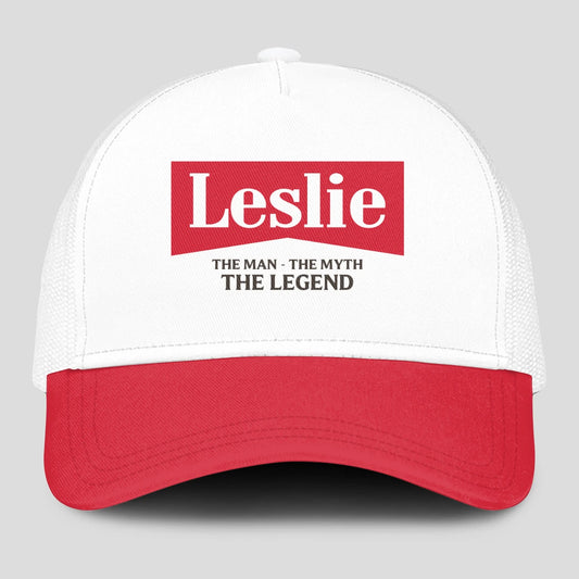 The Man The Myth The Legend Red And White Mesh Cap LESLIE 13K1 C197PF
