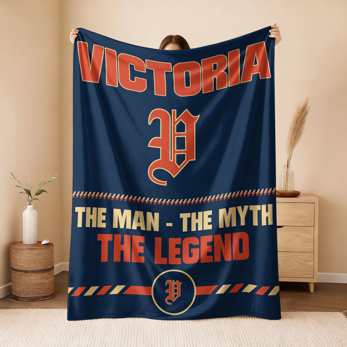 The Man The Myth The Legend Retro Fleece Blanket VICTORIA 13K1 BK53