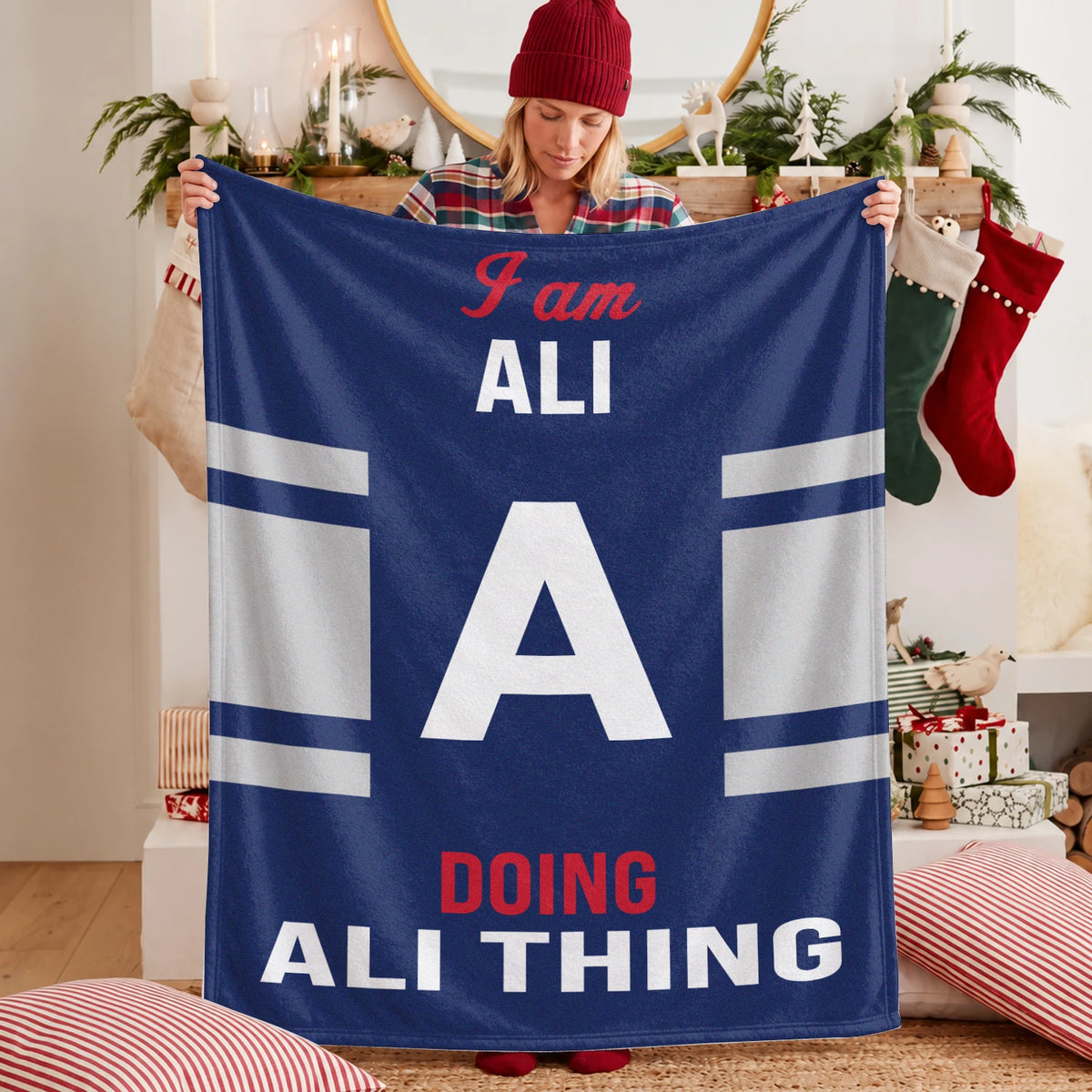 I'm Name Doing Name Things Navy Fleece Blanket ALI 13K1 BK51