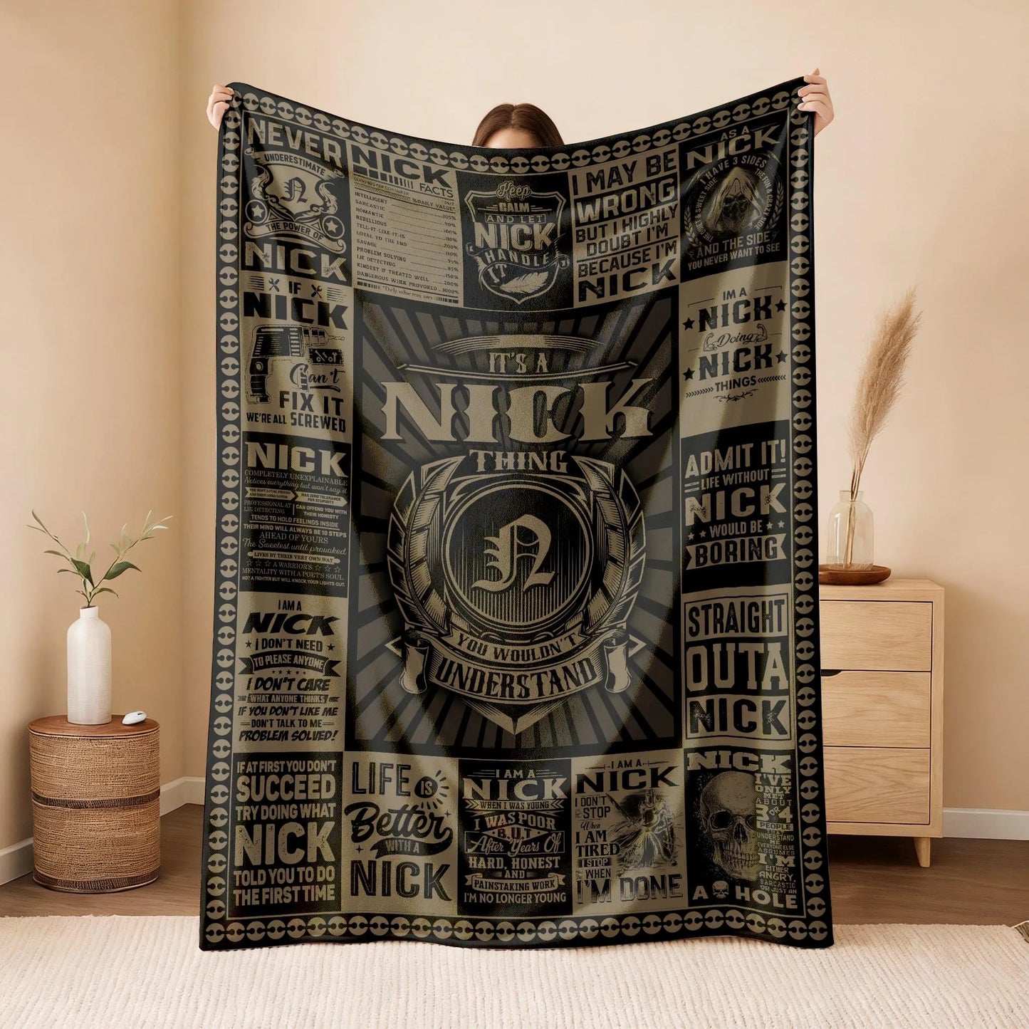 NICK Personalized Blanket | Custom Name Cozy Throw Gift 13K1-BK3