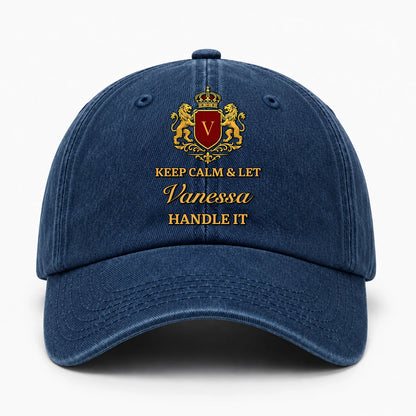 Keep Calm & Let Your Name Handle It Royal Blue Washed Cap VANESSA 13K1 C115PF