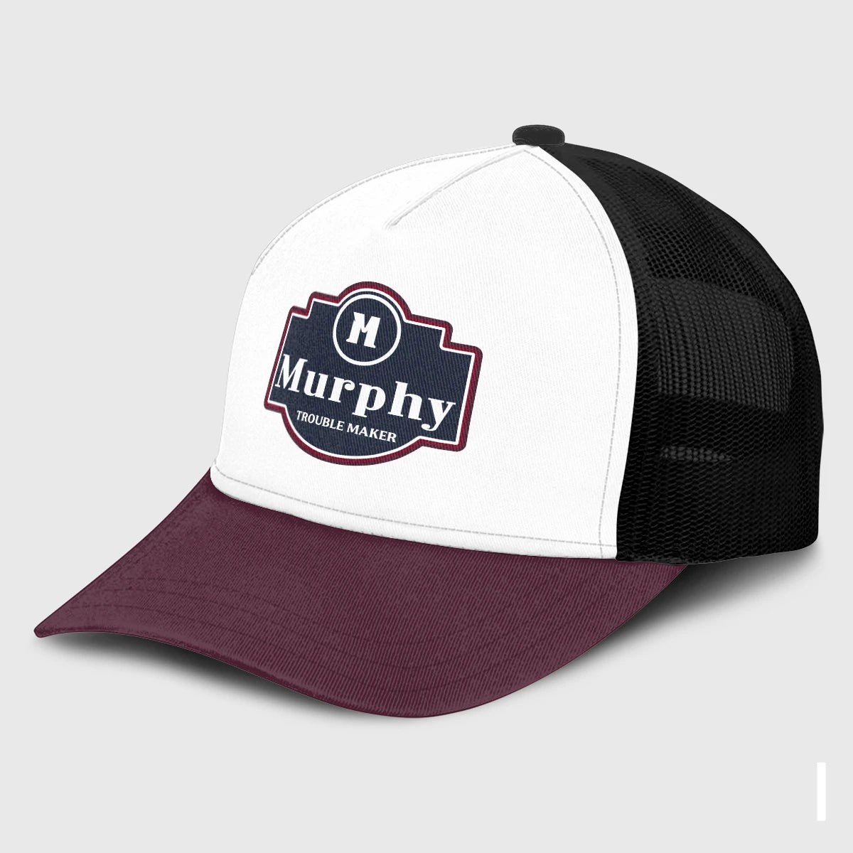 Trouble Maker Burgundy And White Funny Mesh Cap MURPHY 13K1 C201PF