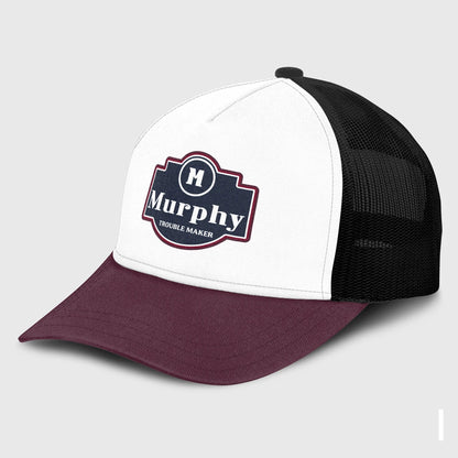 Trouble Maker Burgundy And White Funny Mesh Cap MURPHY 13K1 C201PF